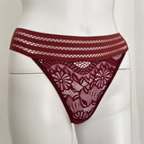 Thong Panty With Lace Trim and Elastic Waistband